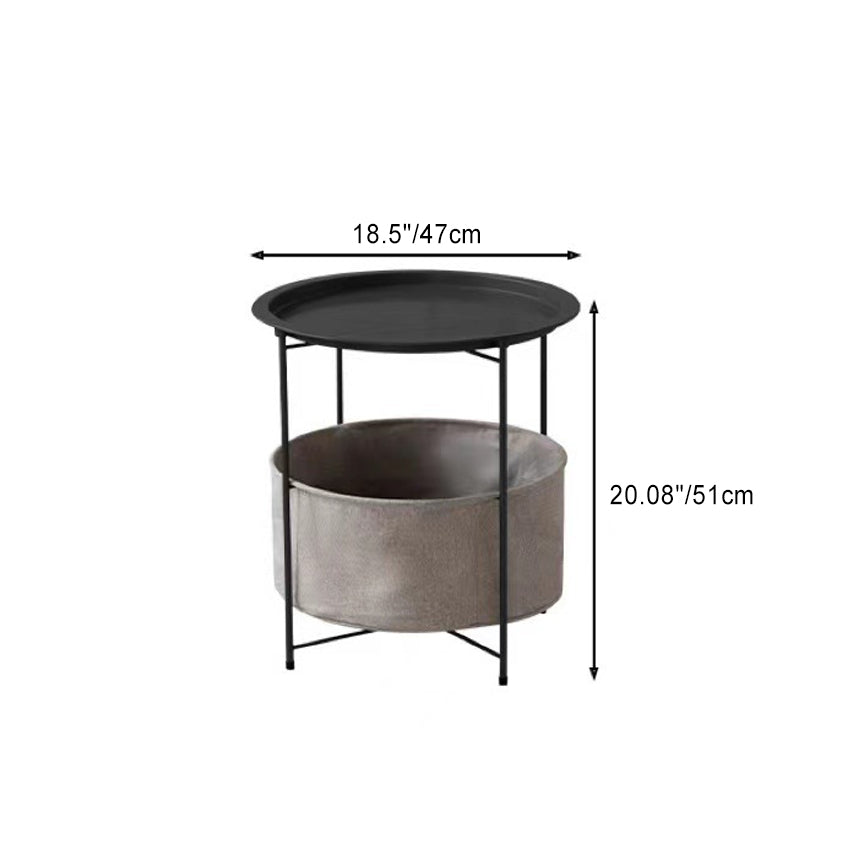 Minimalist Round Iron Fabric End Table