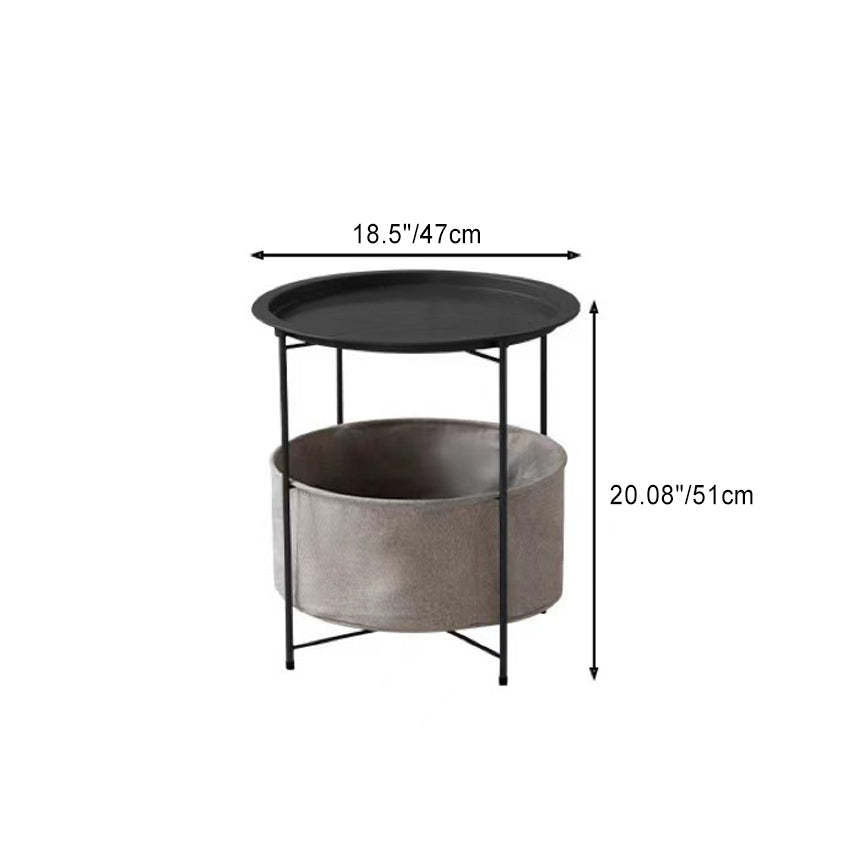Minimalist Round Iron Fabric End Table