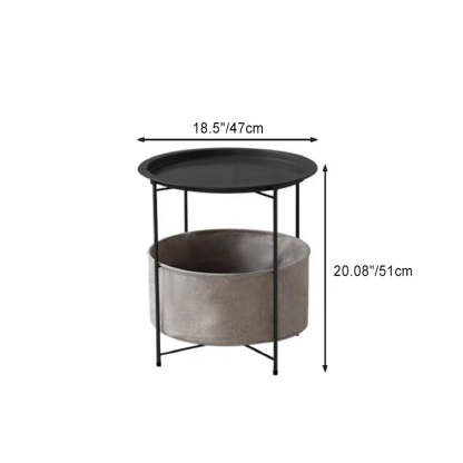 Minimalist Round Iron Fabric End Table
