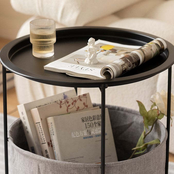 Minimalist Round Iron Fabric End Table
