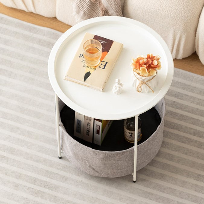 Minimalist Round Iron Fabric End Table