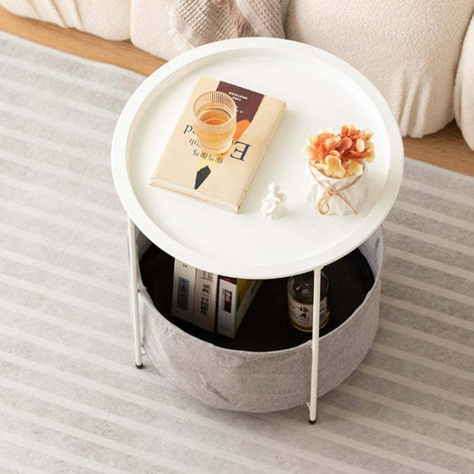 Minimalist Round Iron Fabric End Table