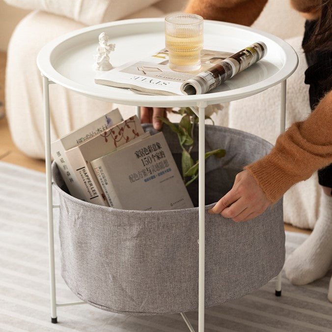 Minimalist Round Iron Fabric End Table