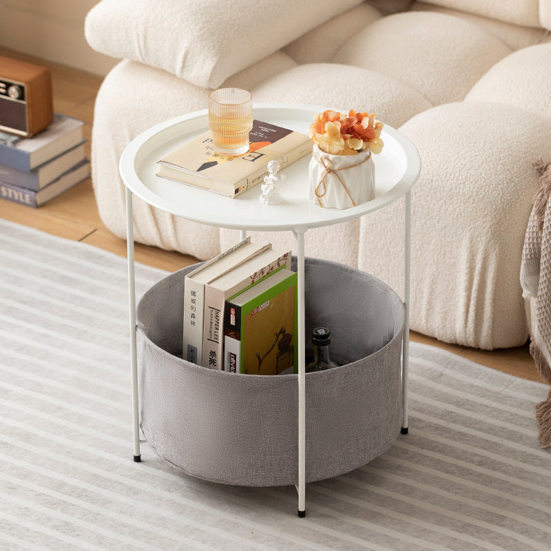 Minimalist Round Iron Fabric End Table
