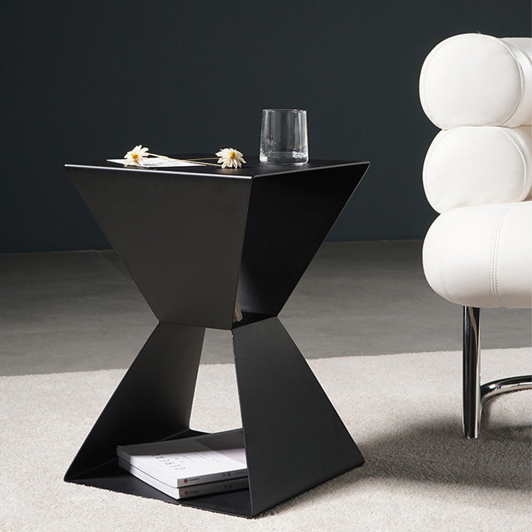 Nordic Geometric Steel End Table — White