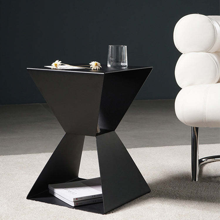 Nordic Geometric Steel End Table — White