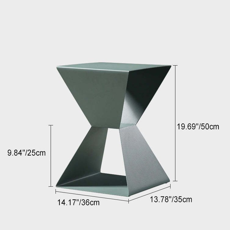 Nordic Geometric Steel End Table — Green