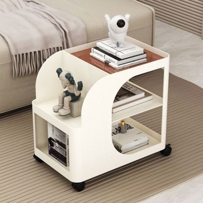 Minimalist Rectangular Iron 2-Tier End Table — White