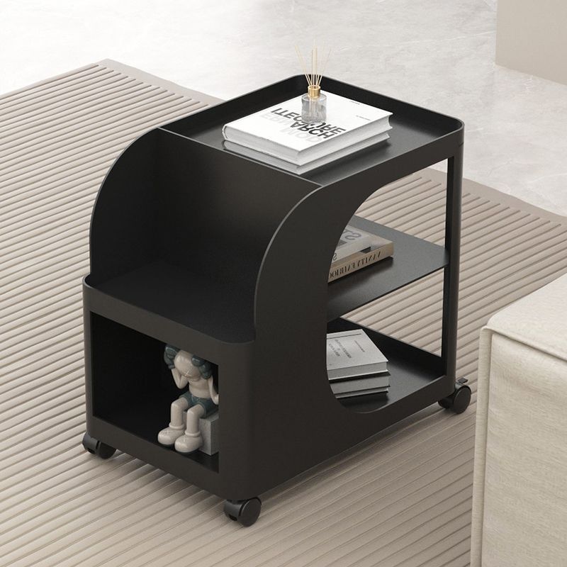 Minimalist Rectangular Iron 2-Tier End Table — Black