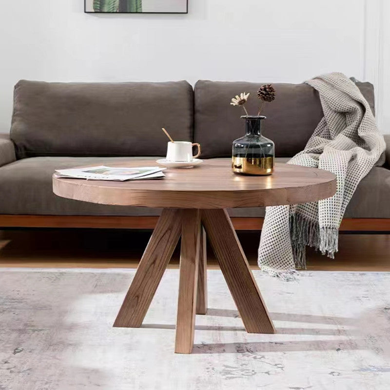 Nordic Round Quad Pedestal Wood Coffee Table