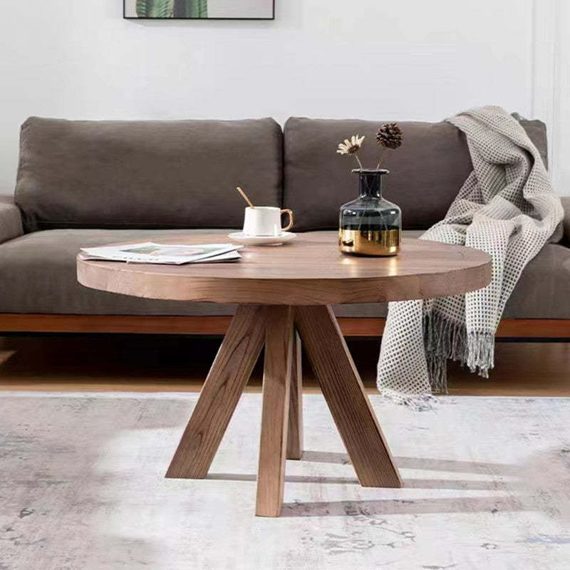 Nordic Round Quad Pedestal Wood Coffee Table