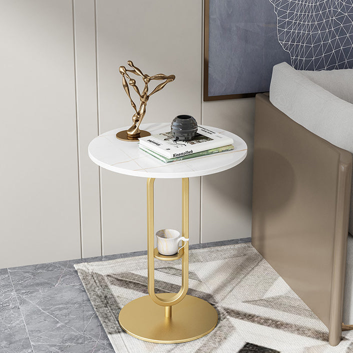 Nordic Round Marble Metal End Table