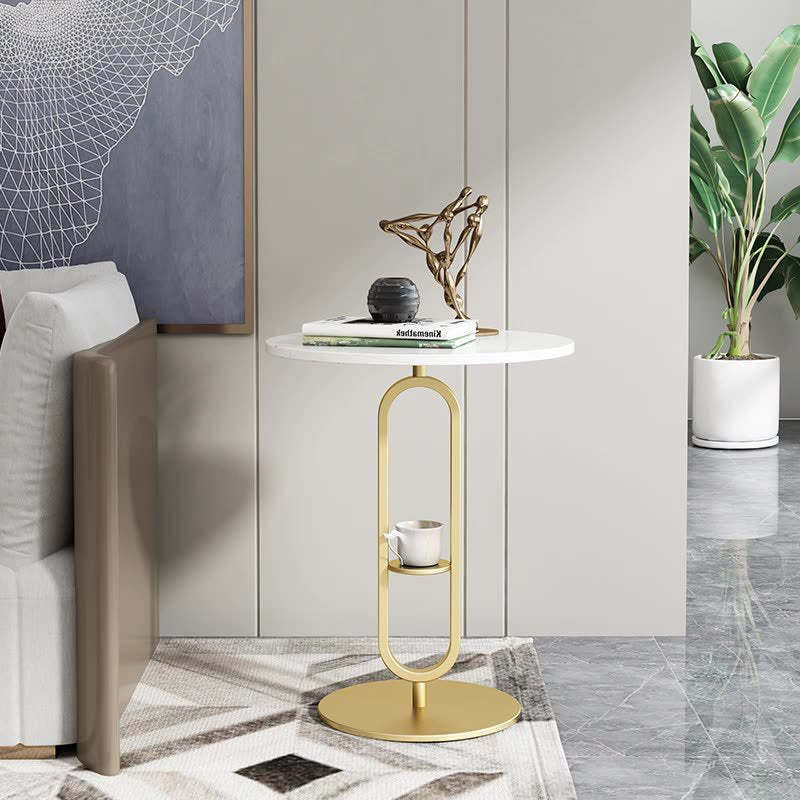 Nordic Round Marble Metal End Table