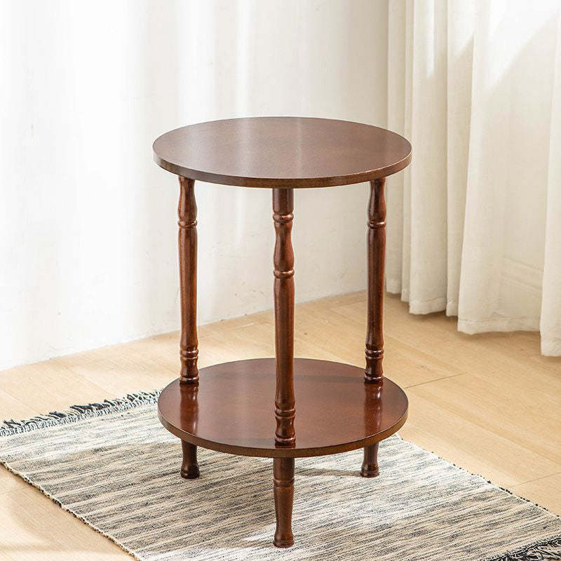 European Round Solid Wood 2-Tier Coffee Table
