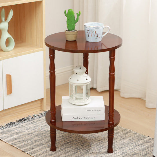 European Round Solid Wood 2-Tier Coffee Table