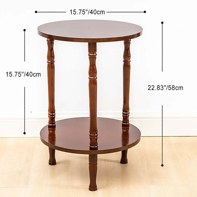 European Round Solid Wood 2-Tier Coffee Table