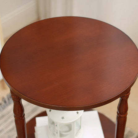 European Round Solid Wood 2-Tier Coffee Table