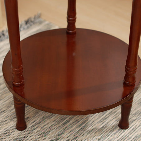 European Round Solid Wood 2-Tier Coffee Table