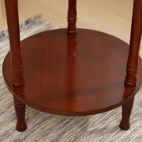 European Round Solid Wood 2-Tier Coffee Table