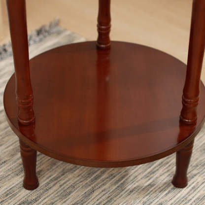 European Round Solid Wood 2-Tier Coffee Table