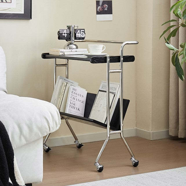 Minimalist Plank Stainless Steel 1-Tier 1-Shelf End Table — Black