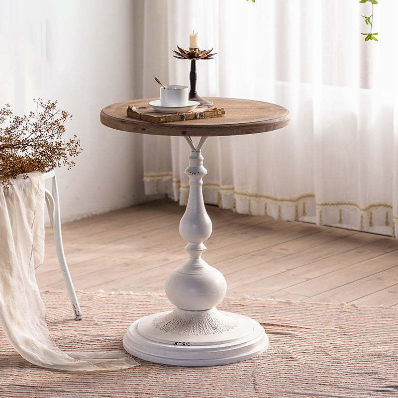 French Chess-Base Wood Iron Coffee Table