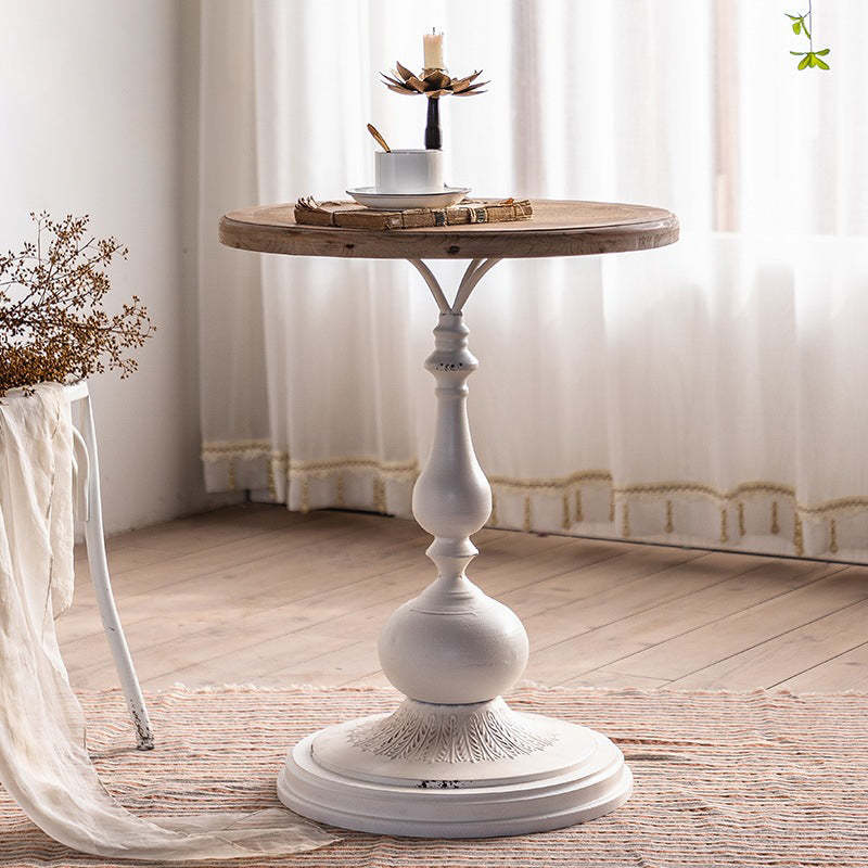 French Chess-Base Wood Iron Coffee Table