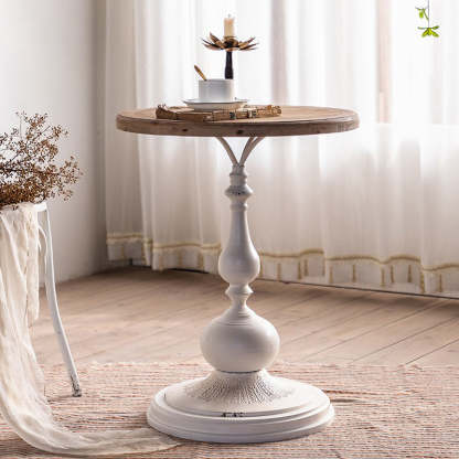 French Chess-Base Wood Iron Coffee Table