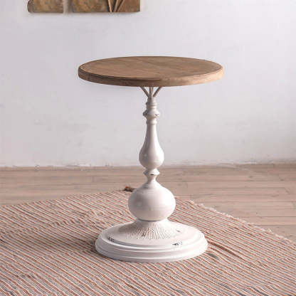 French Chess-Base Wood Iron Coffee Table — White