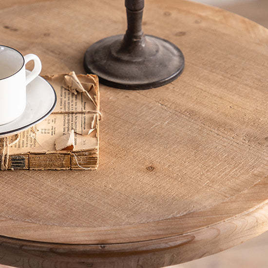 French Chess-Base Wood Iron Coffee Table