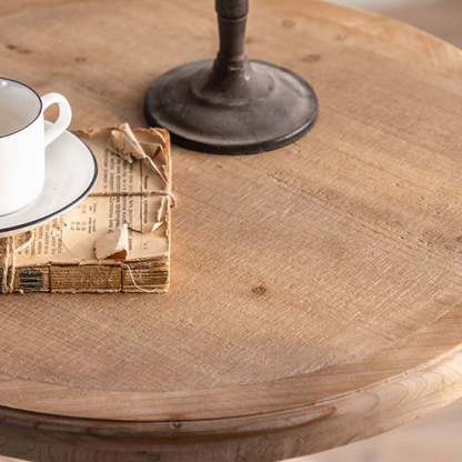 French Chess-Base Wood Iron Coffee Table