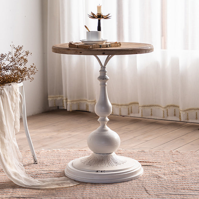 French Chess-Base Wood Iron Coffee Table