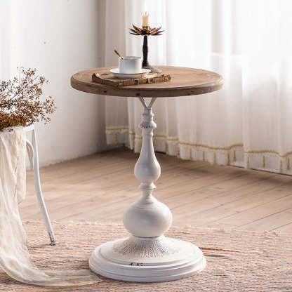 French Chess-Base Wood Iron Coffee Table