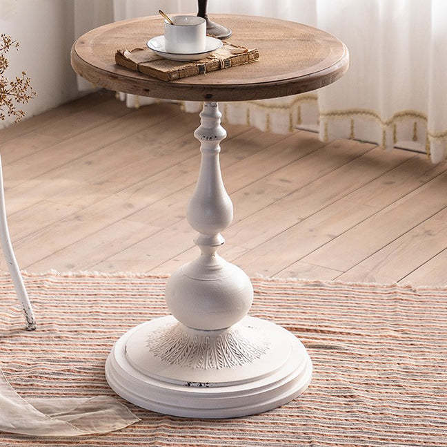 French Chess-Base Wood Iron Coffee Table