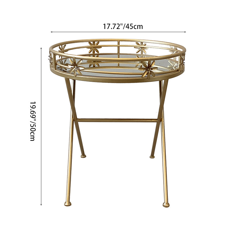 Retro Iron Frame Glass End Table