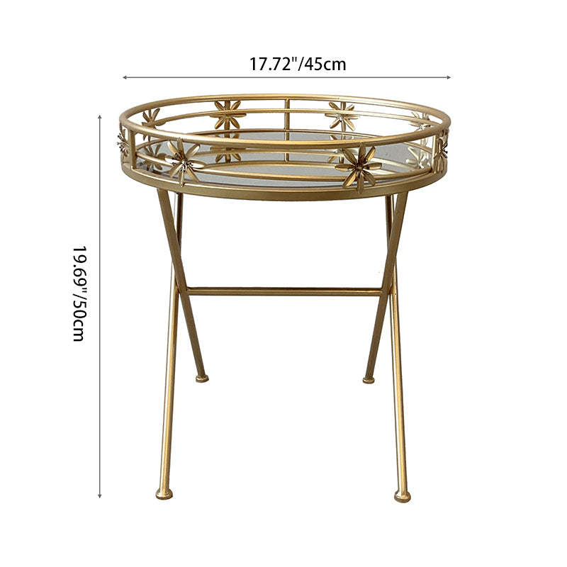 Retro Iron Frame Glass End Table