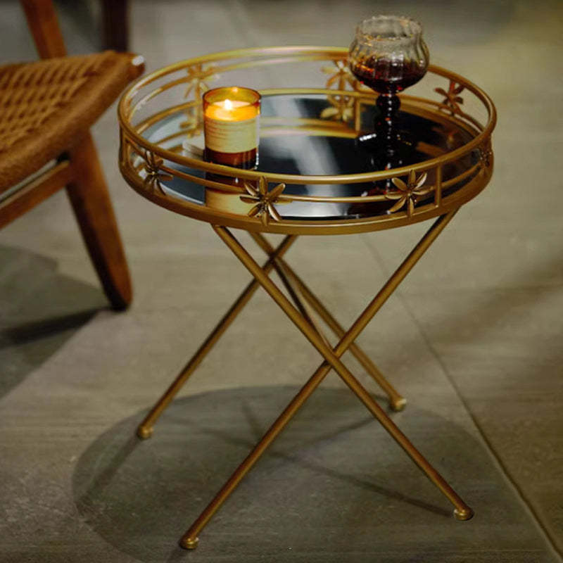 Retro Iron Frame Glass End Table