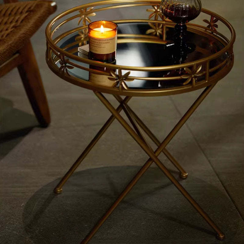 Retro Iron Frame Glass End Table