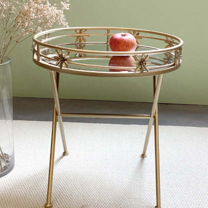Retro Iron Frame Glass End Table