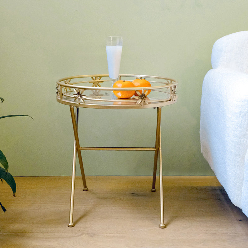 Retro Iron Frame Glass End Table