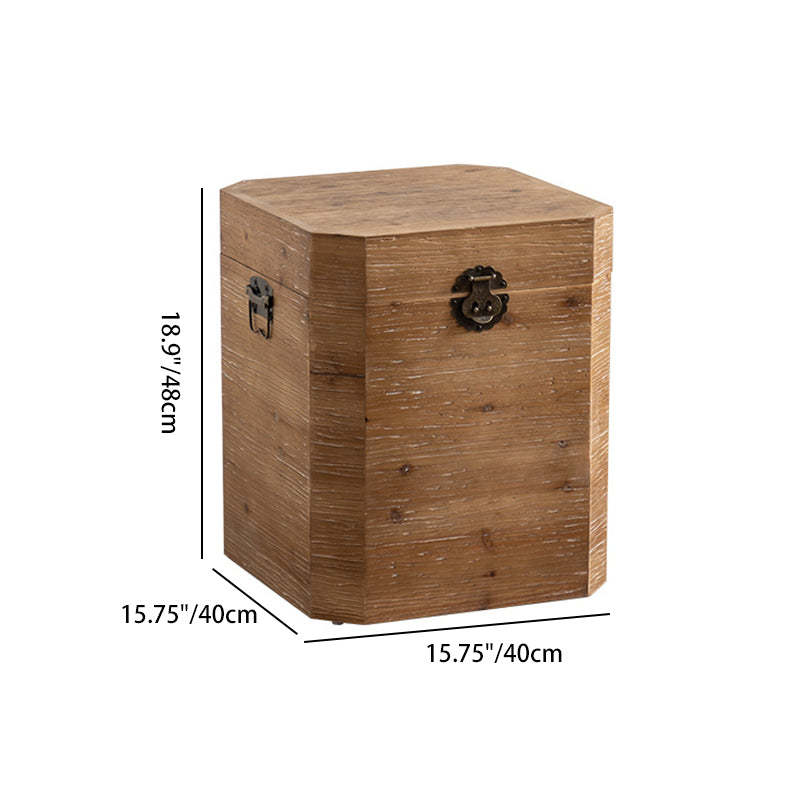 Traditional Retro Wood Iron Nightstand with Storage