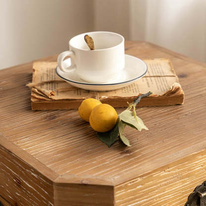 Traditional Retro Wood Iron Nightstand with Storage