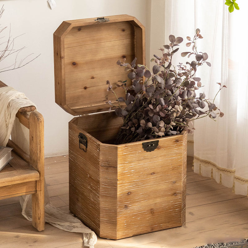 Traditional Retro Wood Iron Nightstand with Storage