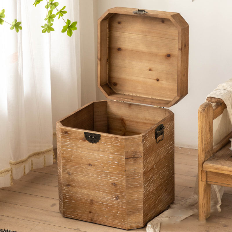 Traditional Retro Wood Iron Nightstand with Storage