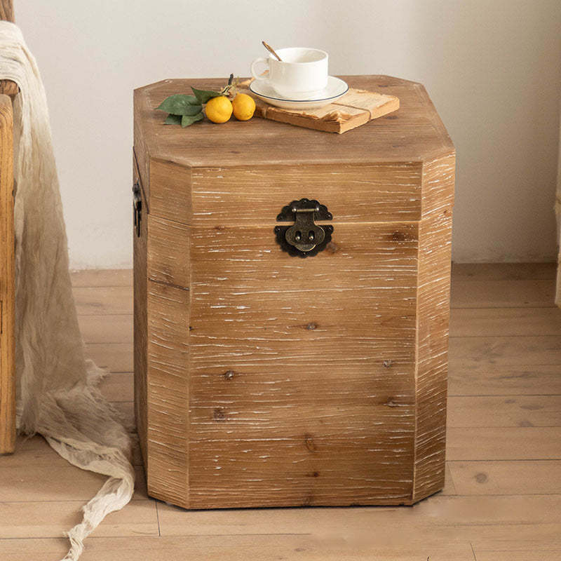 Traditional Retro Wood Iron Nightstand with Storage