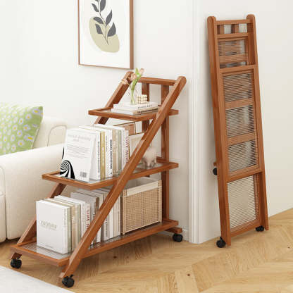 Minimalist Acrylic Bookshelf End Table — 2 / Wood Color / Acrylic