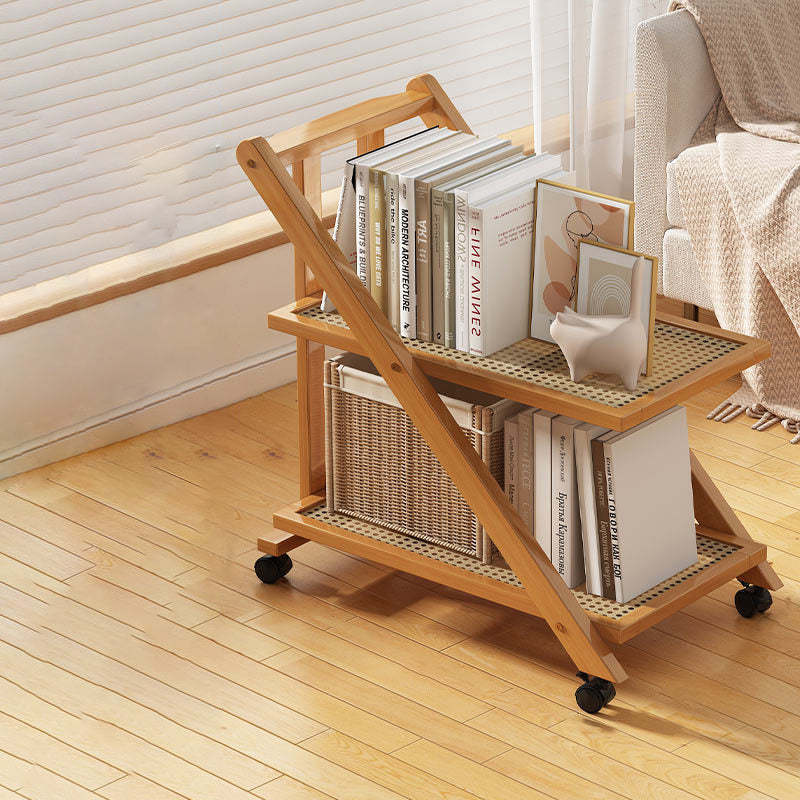 Minimalist Acrylic Bookshelf End Table — 2 / Wood Color / Rattan