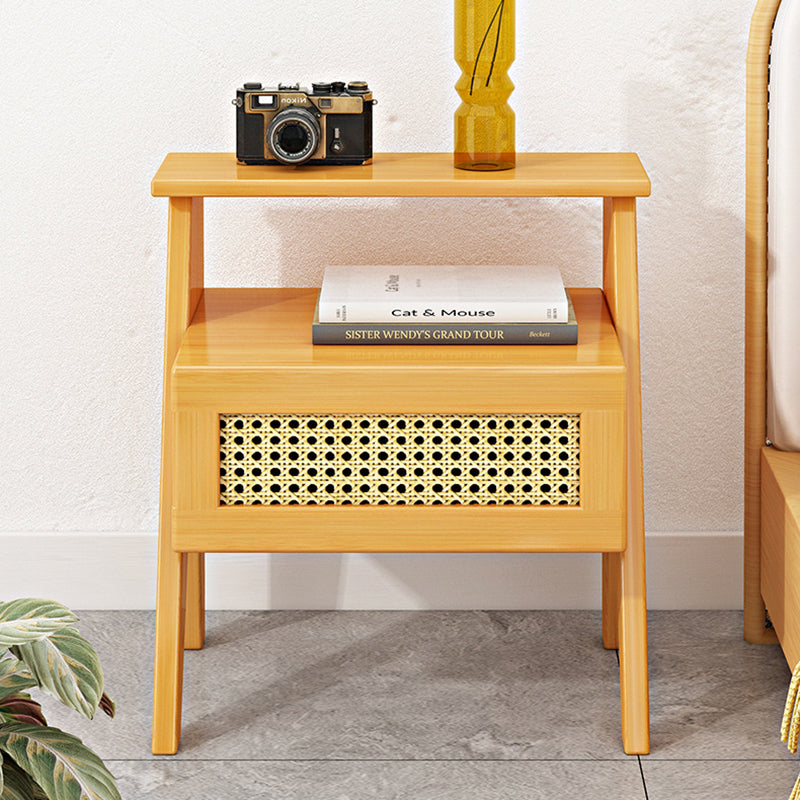 Minimalist Nan Bamboo 1-Drawer Nightstand — Teal