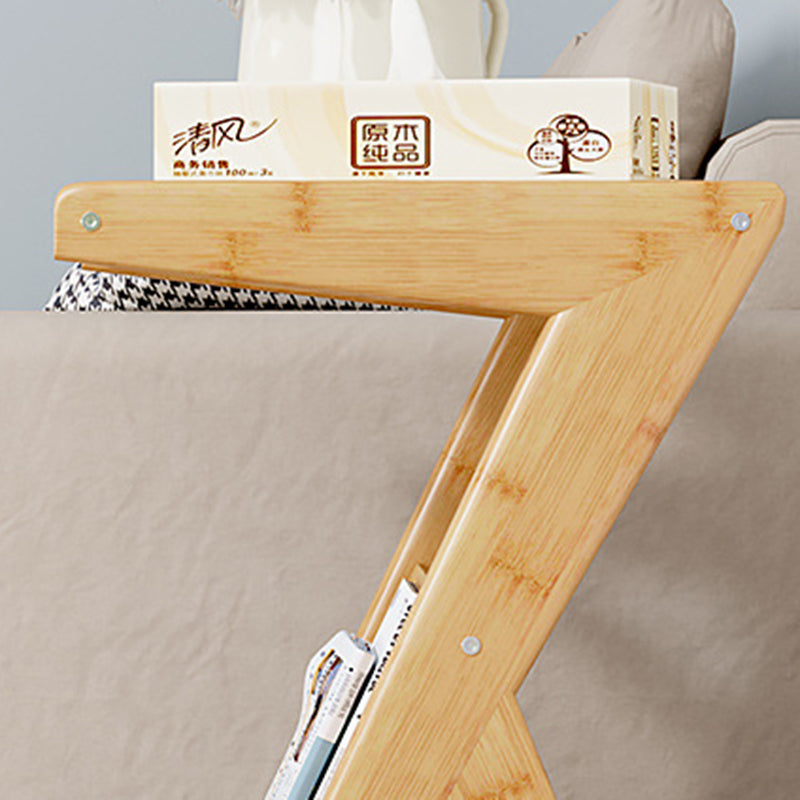 Minimalist L-Shape Rattan Bamboo Glass End Table