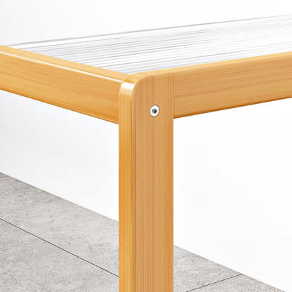 Minimalist Glass Nan Bamboo 3-Tier 2-Drawer End Table